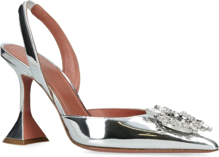 Amina Muaddi Mirror Begum Slingback Heels 95 - Image 3