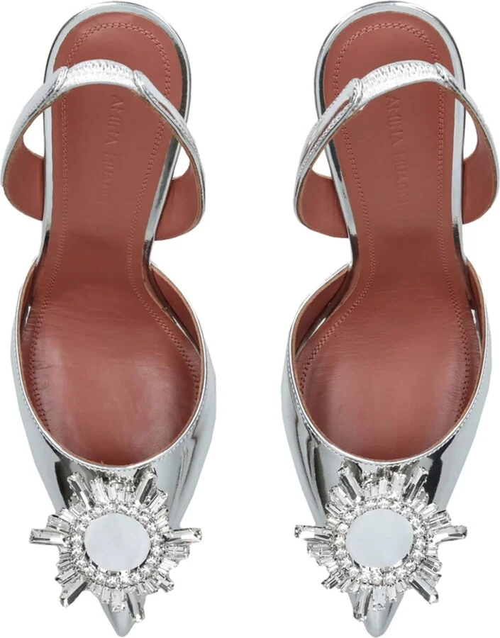 Amina Muaddi Mirror Begum Slingback Heels 95 - Image 4