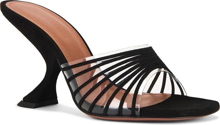 AMINA MUADDI Mookie 90 Slipper In Black & Pvc Transparent in Black - Image 2