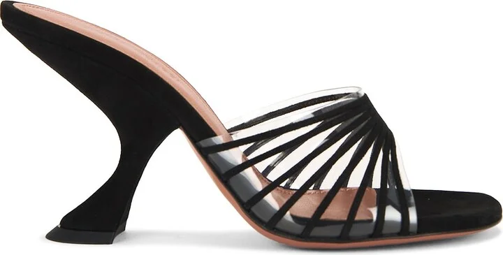 AMINA MUADDI Mookie 90 Slipper In Black & Pvc Transparent in Black