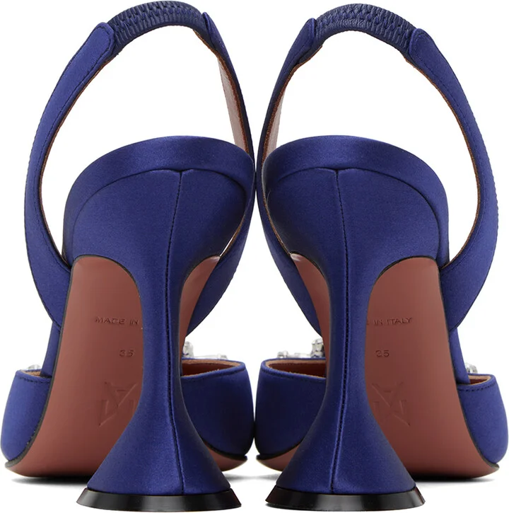 Amina Muaddi Navy Begum Sling 95 Heels - Image 2