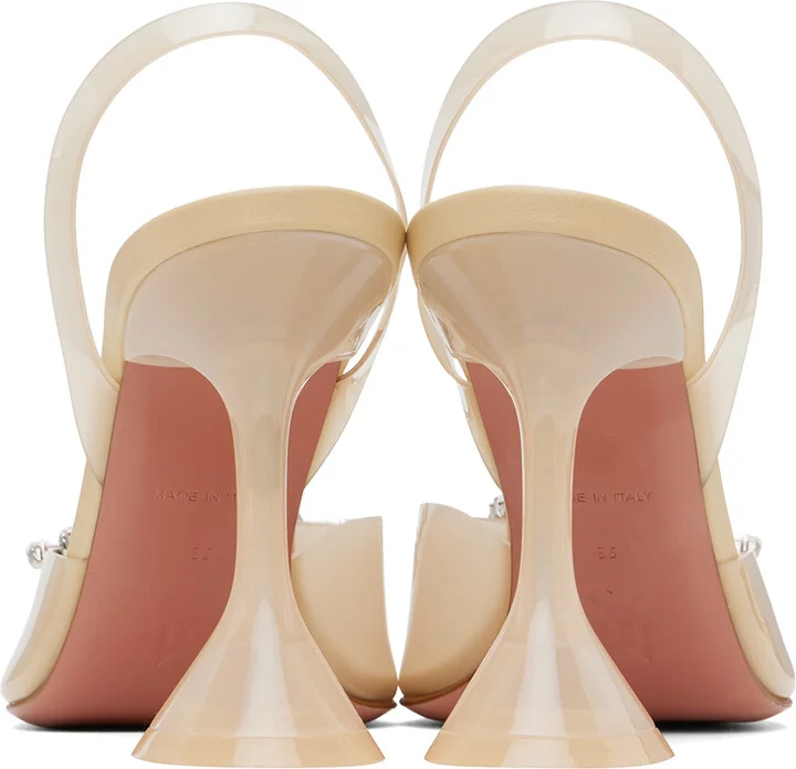 Amina Muaddi Off-White Begum Glass Sling 70 Heels - Image 2