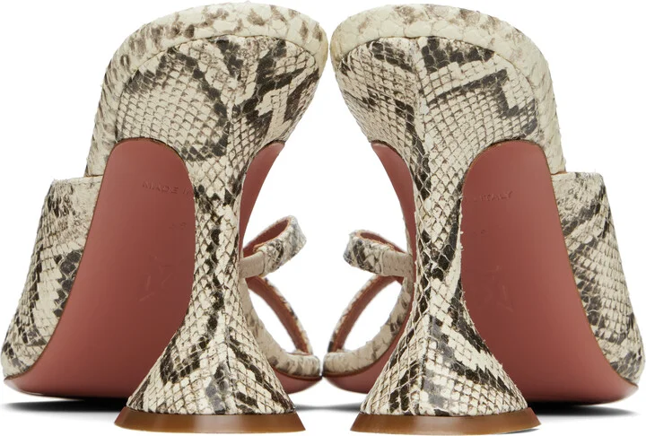 Amina Muaddi Off-White & Black Shiona Slipper Heeled Sandals - Image 2