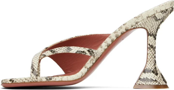 Amina Muaddi Off-White & Black Shiona Slipper Heeled Sandals - Image 3