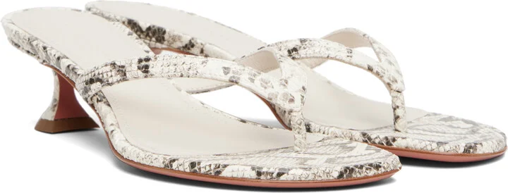 Amina Muaddi Off-White Juliette Thong 45 Heeled Sandals - Image 4