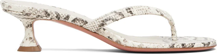 Amina Muaddi Off-White Juliette Thong 45 Heeled Sandals