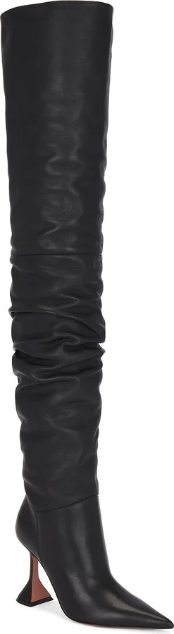 AMINA MUADDI Olivia Thigh High Nappa 95 Boot in Black - Image 2