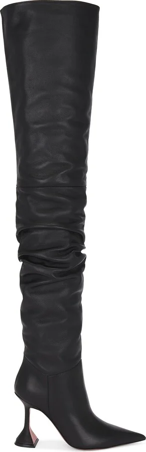 AMINA MUADDI Olivia Thigh High Nappa 95 Boot in Black