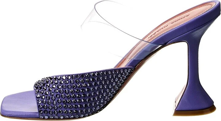 Amina Muaddi Paloma Leather & Vinyl Sandal - Image 2