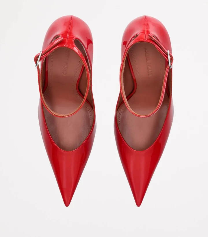 Amina Muaddi Patent Leather Anok Pumps 105 - Image 4