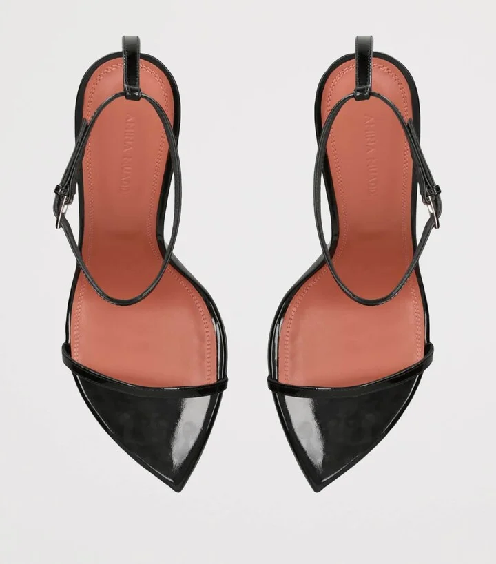 Amina Muaddi Patent Leather Bruna Sandals 95 - Image 4