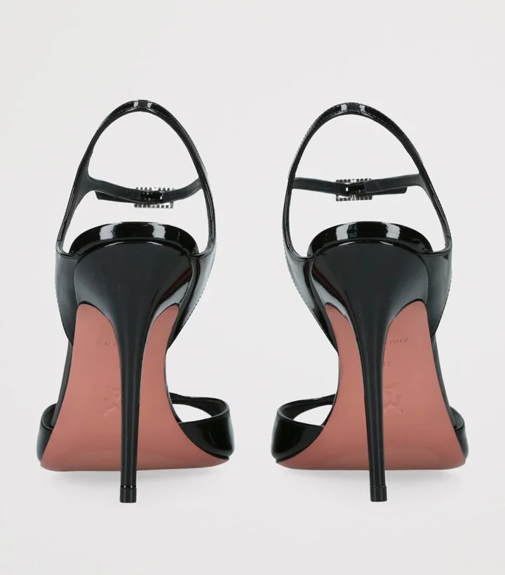 Amina Muaddi Patent Leather Heeled Sandal 105 - Image 2