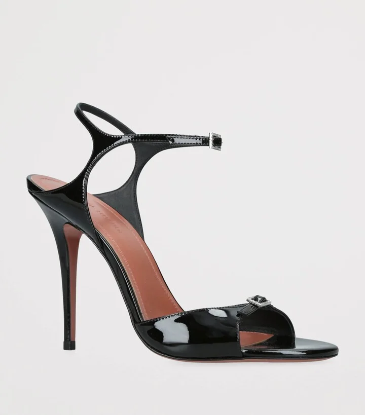 Amina Muaddi Patent Leather Heeled Sandal 105 - Image 3