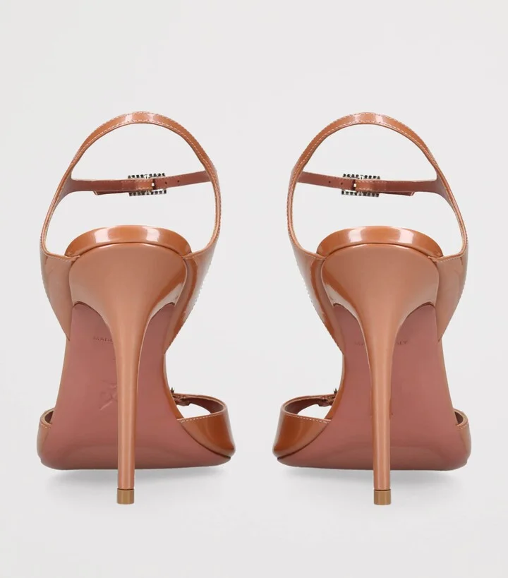 Amina Muaddi Patent Leather Heeled Sandal 105 - Image 2