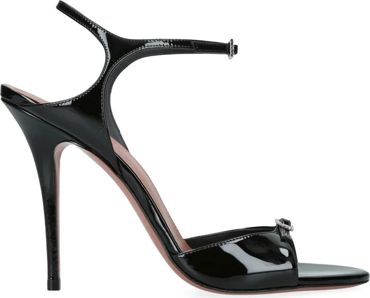 Amina Muaddi Patent Leather Heeled Sandal 105