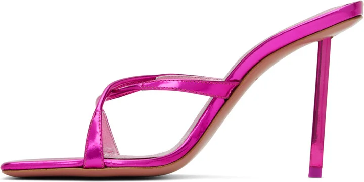 Amina Muaddi Pink Adriana Heeled 95 Sandals - Image 3
