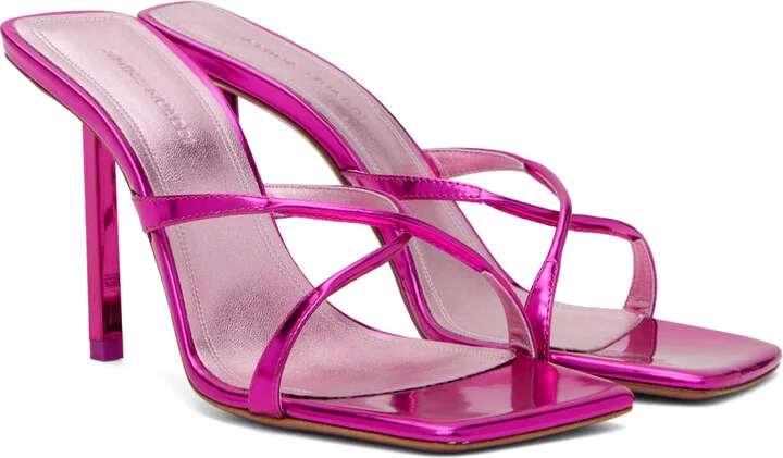 Amina Muaddi Pink Adriana Heeled 95 Sandals - Image 4