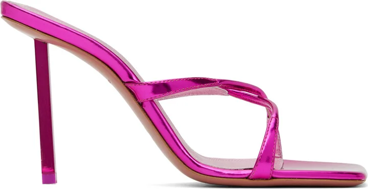 Amina Muaddi Pink Adriana Heeled 95 Sandals