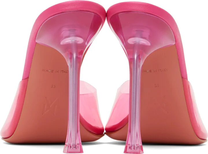 Amina Muaddi Pink Alexa Glass Slipper 105 Heeled Sandals - Image 2
