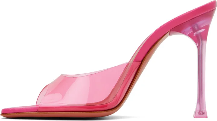 Amina Muaddi Pink Alexa Glass Slipper 105 Heeled Sandals - Image 3