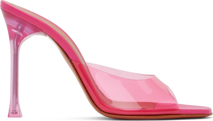 Amina Muaddi Pink Alexa Glass Slipper 105 Heeled Sandals