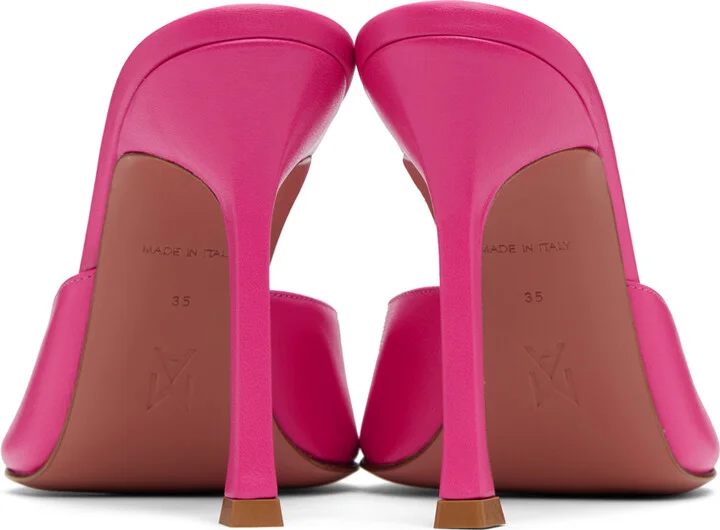 Amina Muaddi Pink Alexa Slipper 105 Heeled Sandals - Image 2