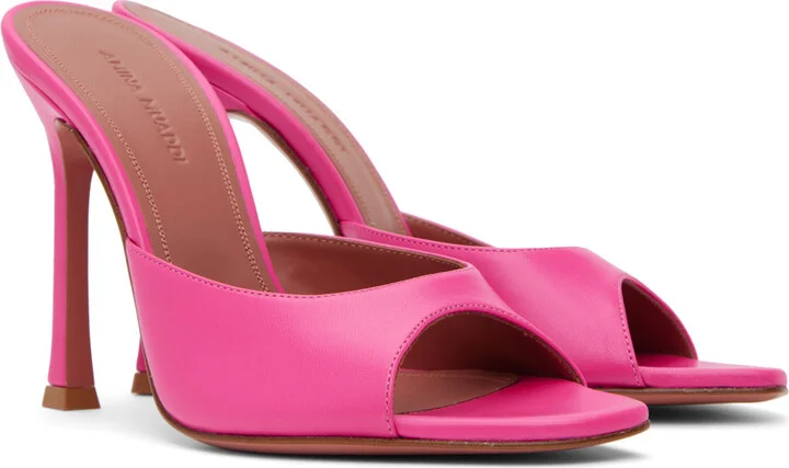 Amina Muaddi Pink Alexa Slipper 105 Heeled Sandals - Image 4