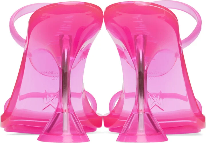 Amina Muaddi Pink Brito Slipper Heeled Sandals - Image 2