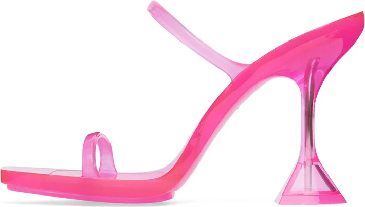 Amina Muaddi Pink Brito Slipper Heeled Sandals - Image 3
