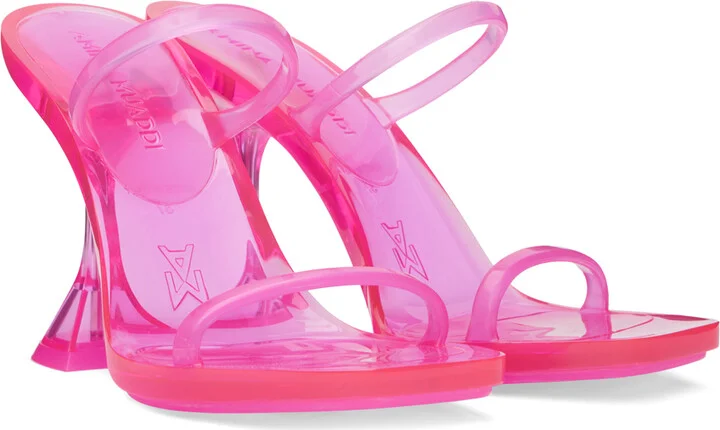 Amina Muaddi Pink Brito Slipper Heeled Sandals - Image 4