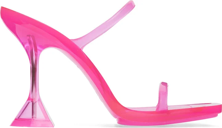 Amina Muaddi Pink Brito Slipper Heeled Sandals