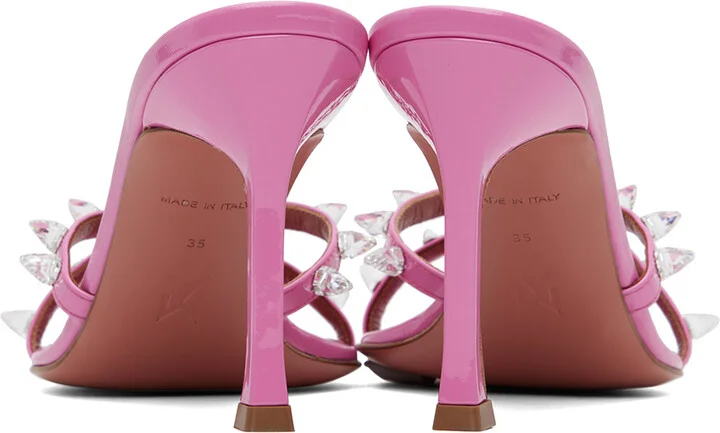 Amina Muaddi Pink Feli Heeled Sandals - Image 2