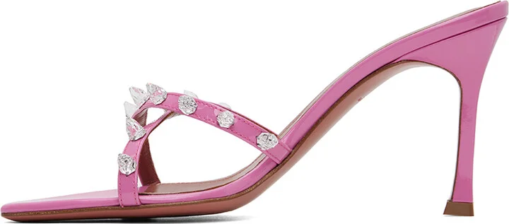 Amina Muaddi Pink Feli Heeled Sandals - Image 3