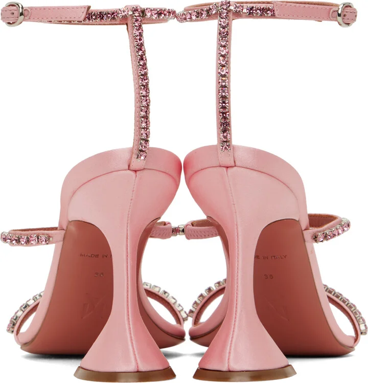 Amina Muaddi Pink Gilda Heeled Sandals - Image 2