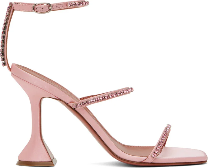 Amina Muaddi Pink Gilda Heeled Sandals