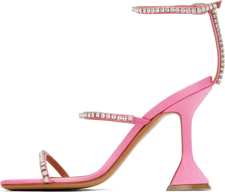 Amina Muaddi Pink Gilda Sandal Heeled Sandals - Image 3
