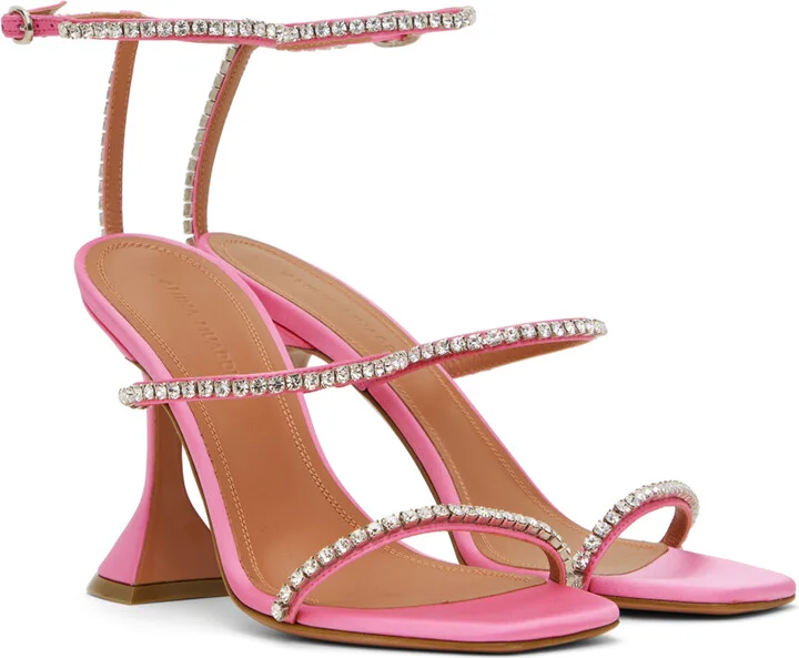 Amina Muaddi Pink Gilda Sandal Heeled Sandals - Image 4