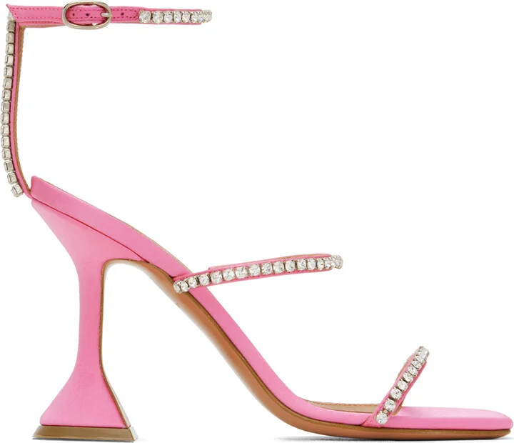 Amina Muaddi Pink Gilda Sandal Heeled Sandals