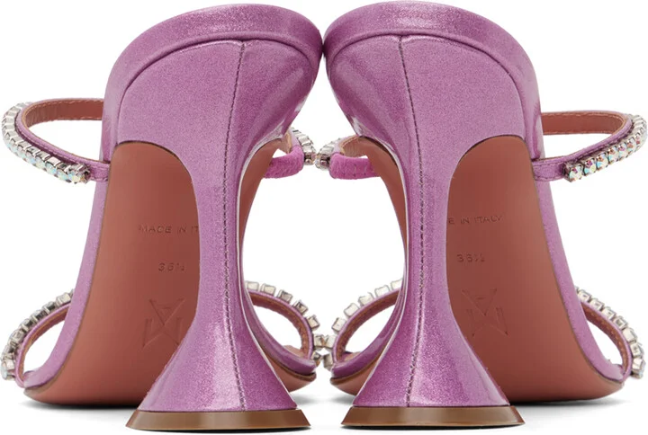 Amina Muaddi Pink Gilda Slipper Heeled Sandals - Image 2