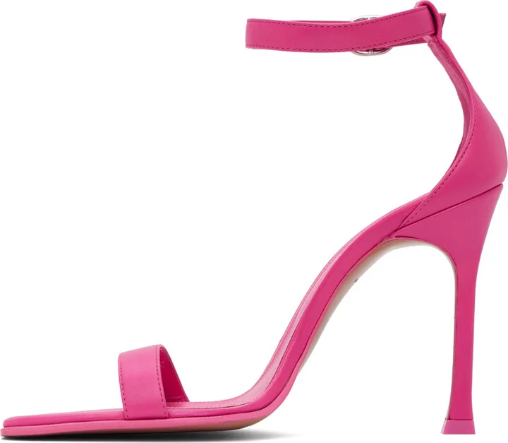 Amina Muaddi Pink Kim 90 Heeled Sandals - Image 3