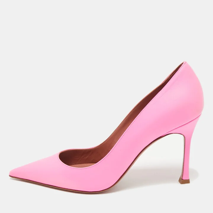 Amina Muaddi Pink Leather Sharon Pumps Size 39