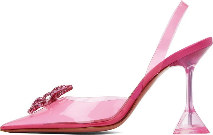 Amina Muaddi Pink Rosie Glass Sling 95 Heels - Image 3