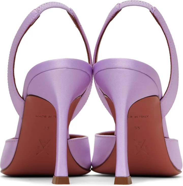 Amina Muaddi Purple Camelia Sling 90 Heels - Image 2