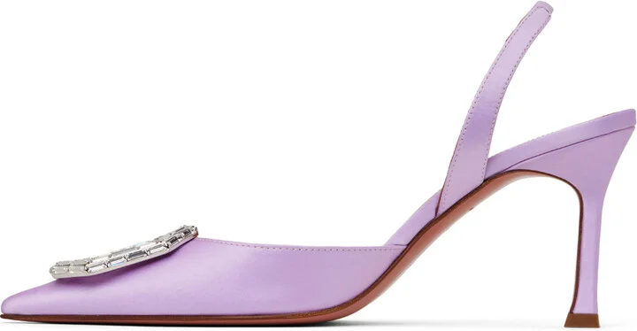 Amina Muaddi Purple Camelia Sling 90 Heels - Image 3