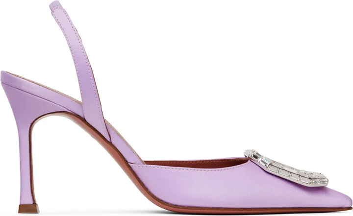 Amina Muaddi Purple Camelia Sling 90 Heels