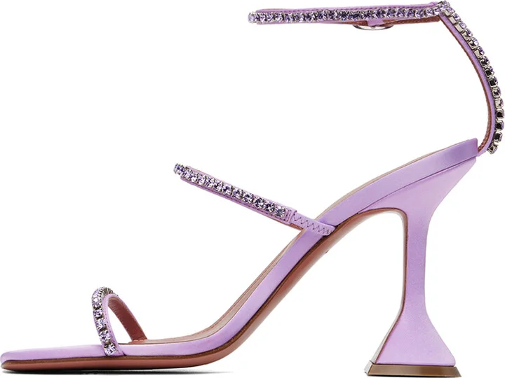 Amina Muaddi Purple Gilda Heeled Sandals - Image 3