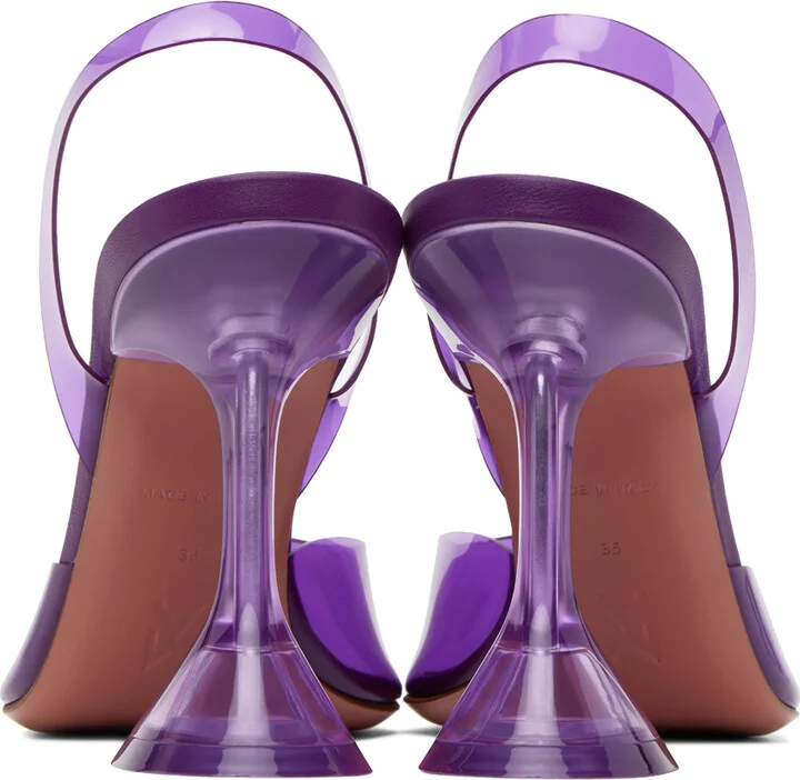 Amina Muaddi Purple Holli Glass Sling 95 Heels - Image 2