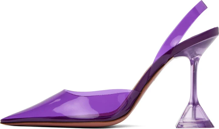 Amina Muaddi Purple Holli Glass Sling 95 Heels - Image 3