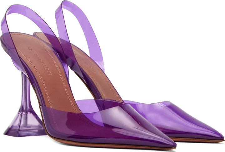 Amina Muaddi Purple Holli Glass Sling 95 Heels - Image 4
