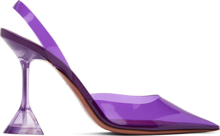 Amina Muaddi Purple Holli Glass Sling 95 Heels
